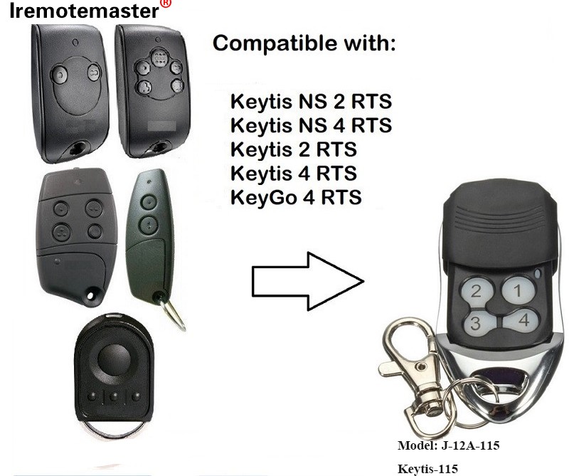 Барои Keytis NS 2 RTS Keytis NS 4 RTS Идоракунии дурдасти дари гараж 433.42MHz