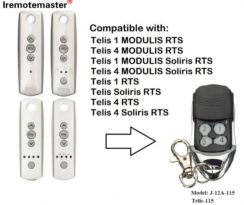 Барои Telis 1 RTS Telis Soliris RTS 4 RTS Идоракунии дурдасти дари гараж 433.42MHz